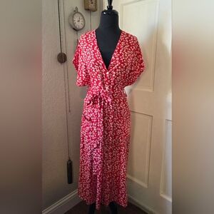 Red And White Floral Dress